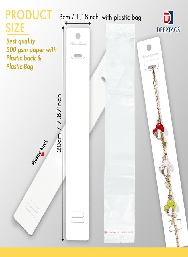 DEEPTAGS Jewellery Display Card with Plastic Bags Jewellery Tags for Bracelet, Chain, Jewelry, White - 60 PCS, 20 x 3 CM - Image 2